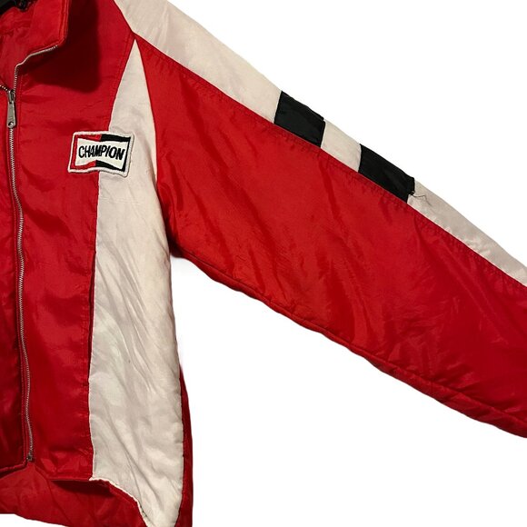 Vintage Champion Racing Red & White Reversible Puffer Jacket Men's Medium - Picture 2 of 8